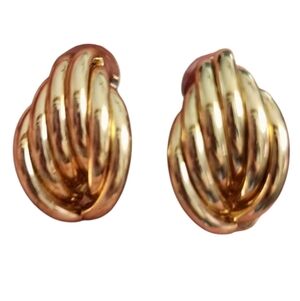 Goldtone Sculptural Earrings Dimensional Design